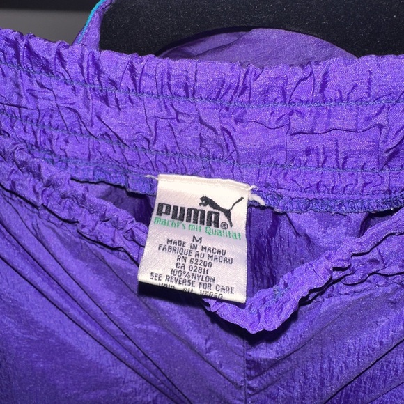 Vintage Puma Tracksuit Set | 90s Teal Neon Windbreaker Jacket and Pants - Picture 3 of 11